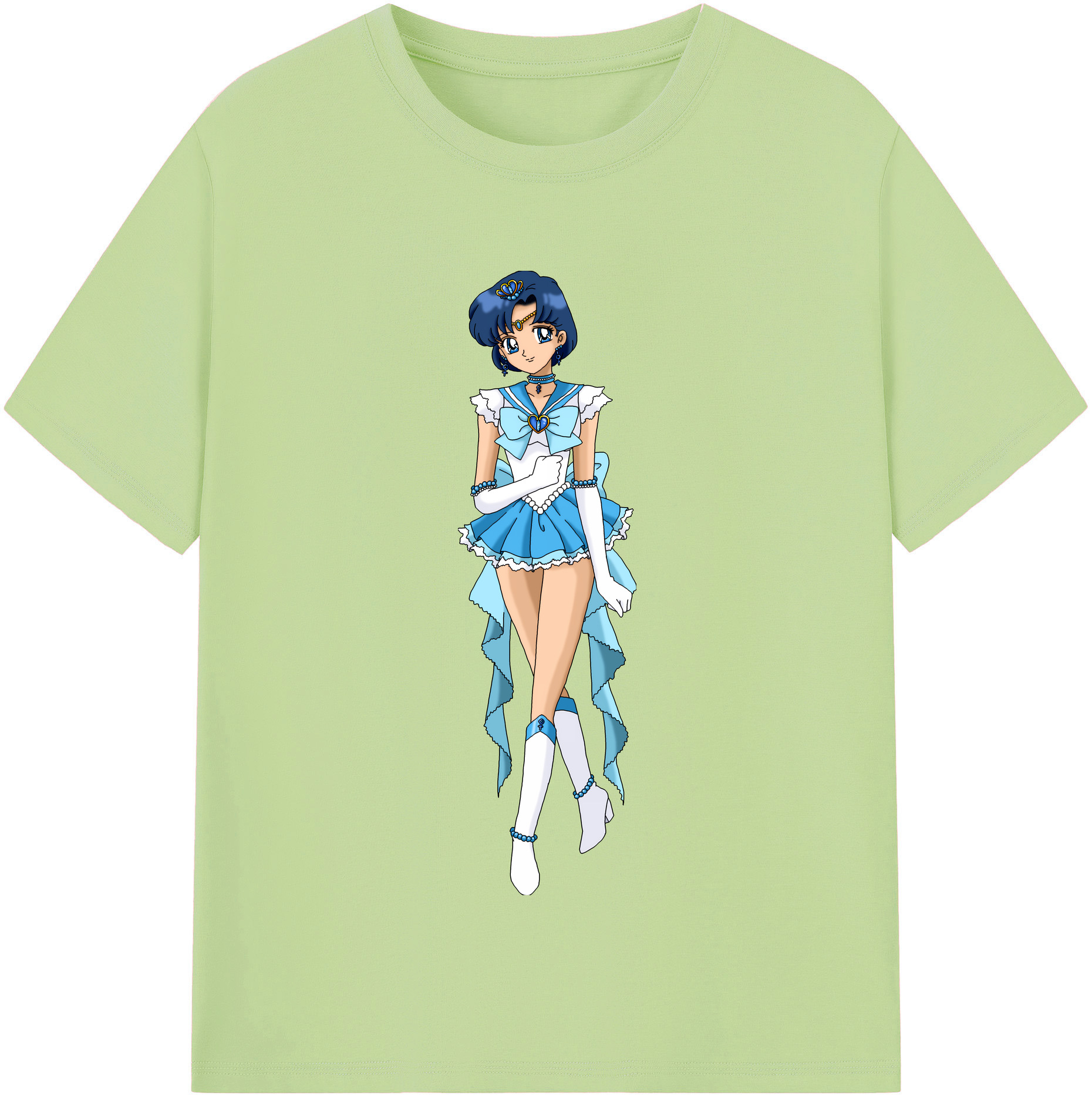 （画像用） 美少女戦士セーラームーン 水野 亜美 みずの あみ Sailor Moon Mizuno Ami 綿100％半袖Tシャツ（フロントプリント）